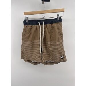 Vuori Men's Strato Kore 5" Shorts Brown Stripe bulit in shorts Size M